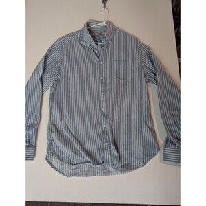 RM Williams Button Up Shirt Mens XXL Blue Stripe Cotton Long Sleeve Casual Logo